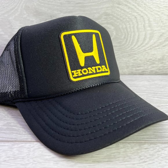 COPY - NEW VINTAGE STYLE HONDA MOTORS BLACK TRUCKER HAT CAP ADULT SIZ… - Picture 1 of 2